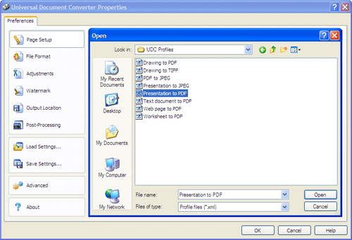 � ���� ������� �������� ���� "Text document to PDF.xml" � ������� �� ������ �������