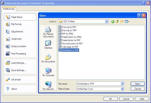 � ���� ������� �������� ���� "Text document to PDF.xml" � ������� �� ������ �������