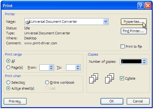 �������� Universal Document Converter �� ������ ��������� ��� ��������� � ������� ������ ��������.