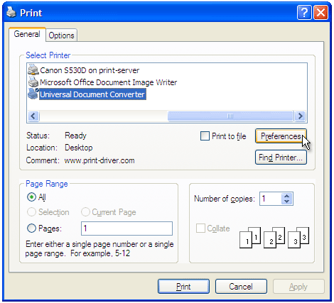 �������� Universal Document Converter �� ������ ��������� ��� ��������� � ������� ������ ���������.