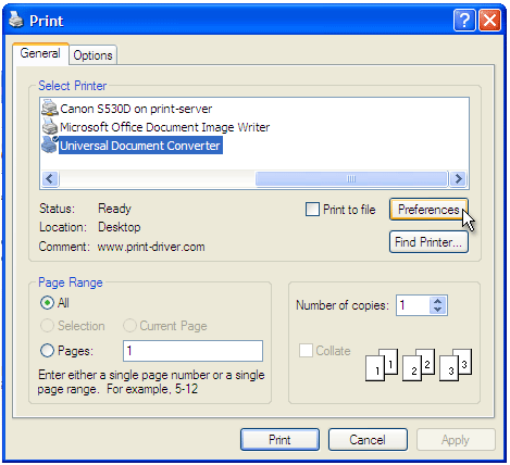 �������� Universal Document Converter �� ������ ��������� ��� ��������� � ������� ������ ���������.