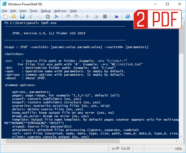 Конвертер командной строки 2PDF может сохранять все файлы из списка в многостраничный PDF